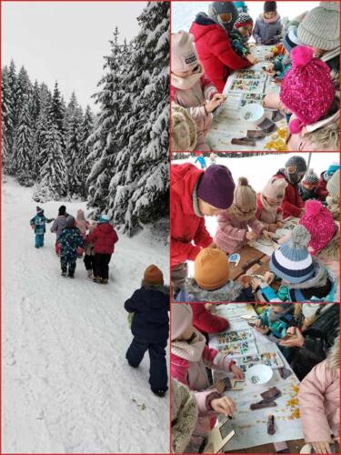 Przedszkolaki odwiedzają chatę  Świętego Mikołaja