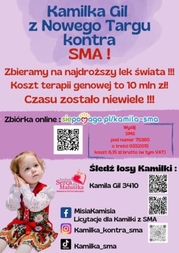 Informacja o akcjach charytatywnych dla Kamilki - zbiórka pieniędzy 
