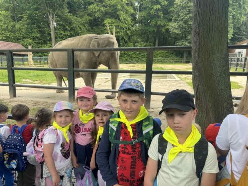 Dzieci zwiedzają zoo